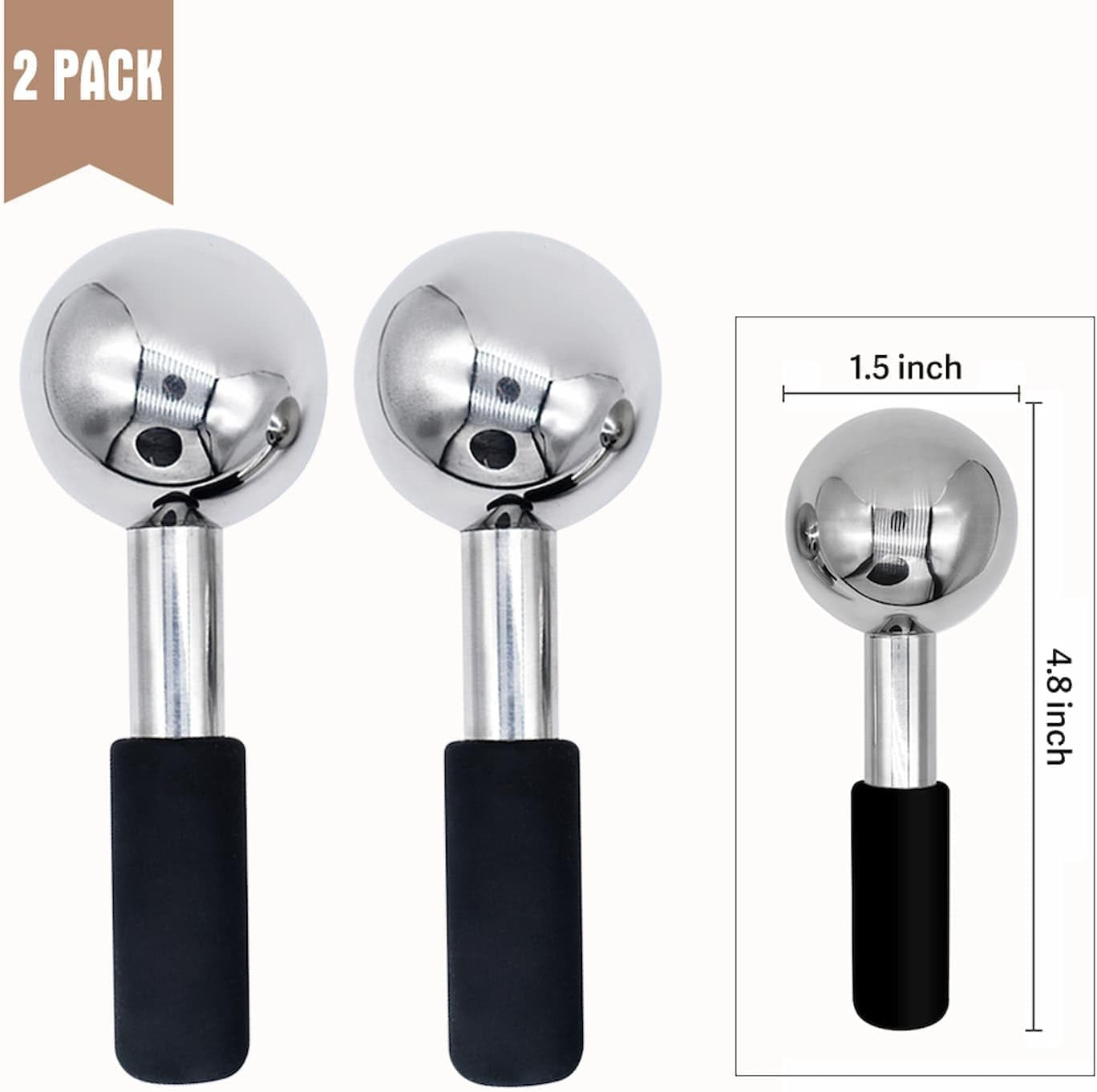 Ice Globes for Face Metal, Skin Care Ice Globes for Face, Ice Globes Stainless Steel for Eyes, Facial Roller Massager Tool Great Gift for Women and Mothers' Day (M)