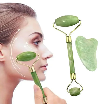 Natural Jade Roller Gua Sha Skin Scraper 