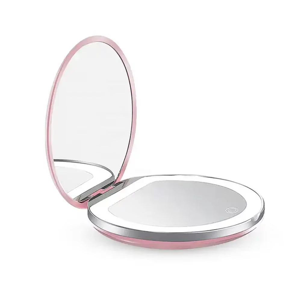 USB Rechargeable Travel Mirror with Light – 1X/3X Magnification Compact Cosmetic Mirror for Makeup, Grooming, and Perfect Gift for Women