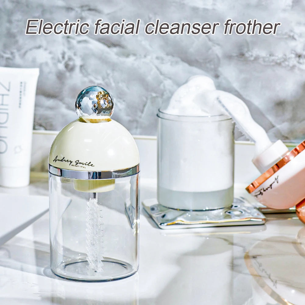 Electric Facial Foam Maker – Mini Cream Foamer for Facial Cleansing, Sensitive Skin, and Daily Skincare Routine – Large Capacity, Easy to Clean, USB Type-C Charging