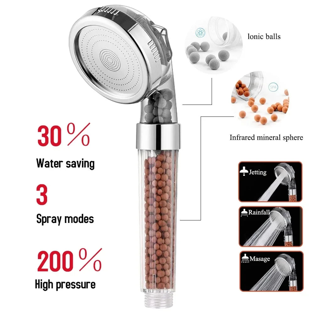 High Pressure SPA Anion Filter Water Saving Shower Head