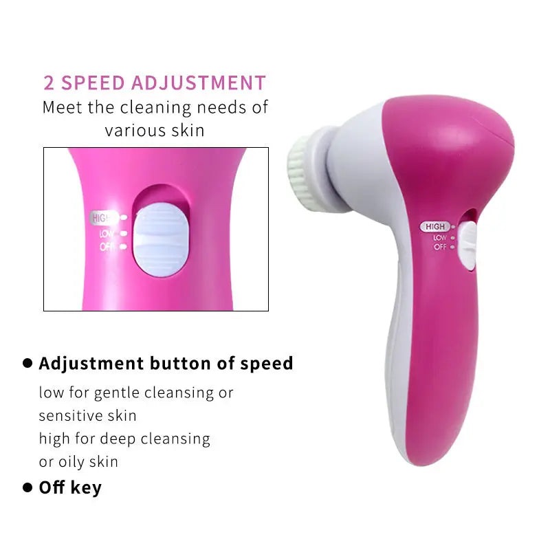 Electric Facial Cleaner 5 in 1 Face Cleansing Brush 