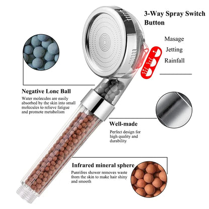 High Pressure SPA Anion Filter Water Saving Shower Head