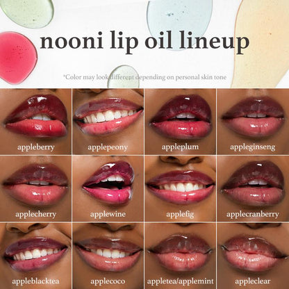 Nooni Korean Apple Lip Oil + Lip Stain | Long-Lasting Moisturizing Lip Gloss & Lip Tint | Hydrating Apple Water Lip Care for Soft, Supple Lips | 13 Shades of Natural Color and Gloss