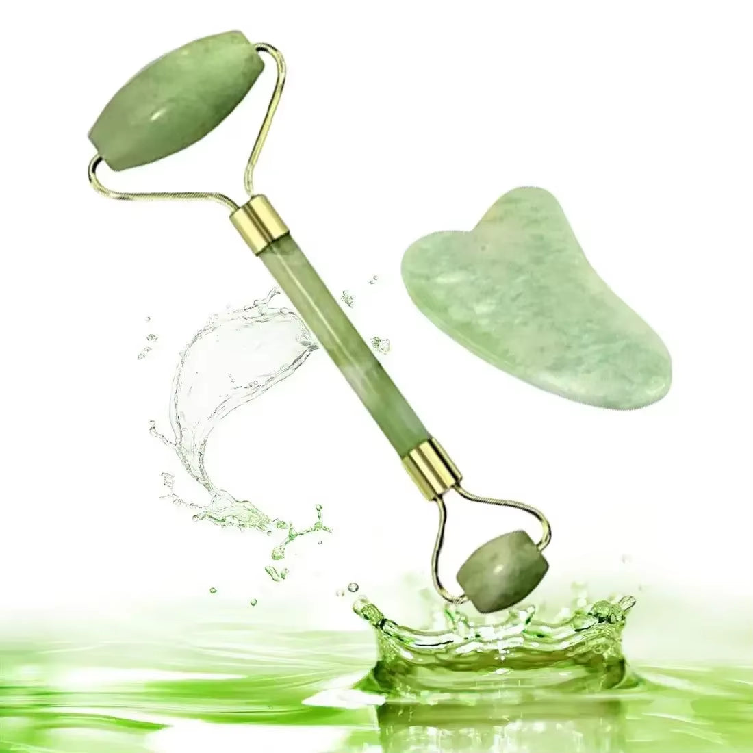 Natural Jade Roller Gua Sha Skin Scraper 